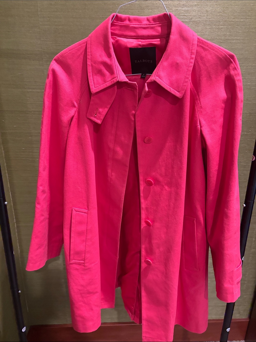 Talbots Vibrant Hot Pink Trench Coat